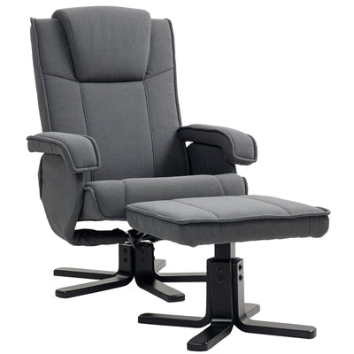 HOMCOM Rocker Swivel Recliner Chair with Footstool - Charcoal Grey Velvet 