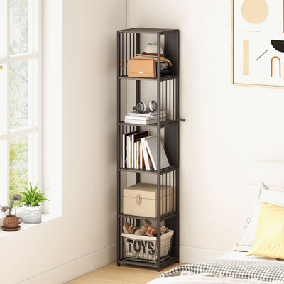 HOMCOM 5-Tier Bookshelf with Steel Frame - Grey 
