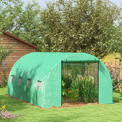 Outsunny Sprinkler System Polytunnel Greenhouse, 4 x 3(m), Green 