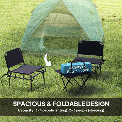 Outsunny 3-4 Person Camping Tent, Easy Set Up Waterproof Dome Tent with Sewn-in Groundsheet, Mesh Windows, Pocket and Hook for Camping, Hiking, Backpacking, Navy Blue and Light Blue 