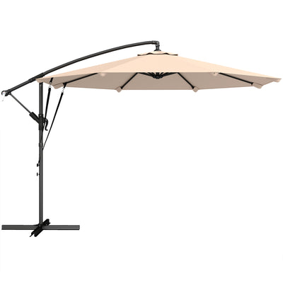 Outsunny 3 m Cantilever Parasol with Protective Cover and Wind Ropes, Banana Parasol with Crank Handle, Khaki 