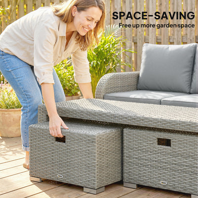 Outsunny Six-piece Rattan Garden Furniture Set with Reclining Armchairs - Dark Grey 