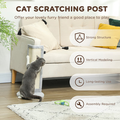 PawHut 56cm Corner Cat Scratching Post with Sisal Scratching Pad, Grey 