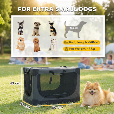 PawHut Soft Dog Crate Pet Travel Crate 60 x 42 x 43 cm with Removable Pad Mesh Window Army Green 