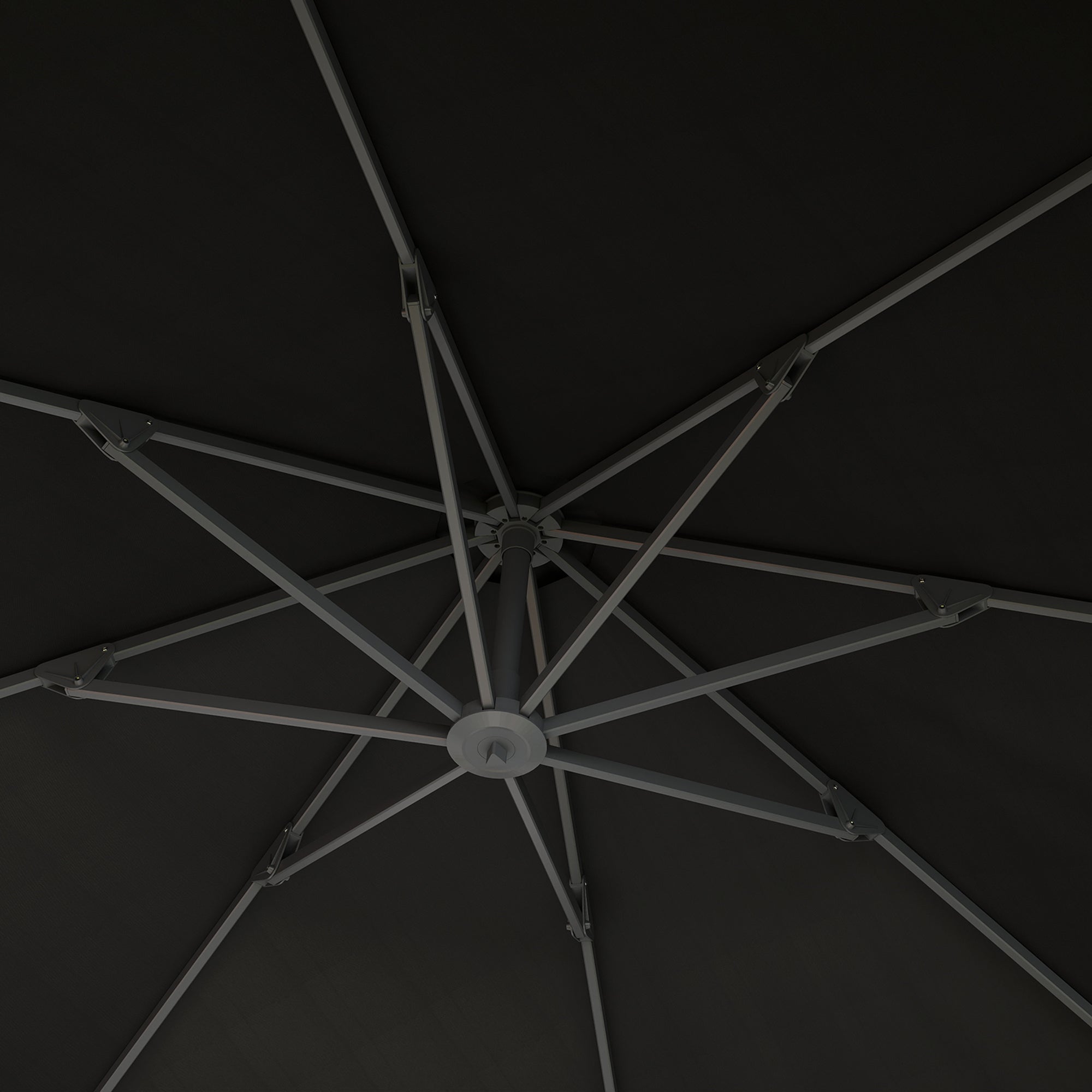 Outsunny 3(m) Garden Cantilever Parasol, Round Overhanging Umbrella with Crank Handle, Cross Base, Aluminium Frame and 360° Rotation, Banana Patio Umbrella for Outdoor Sun Shade, Black 