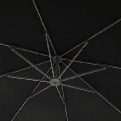 Outsunny 3(m) Garden Cantilever Parasol, Round Overhanging Umbrella with Crank Handle, Cross Base, Aluminium Frame and 360° Rotation, Banana Patio Umbrella for Outdoor Sun Shade, Black 