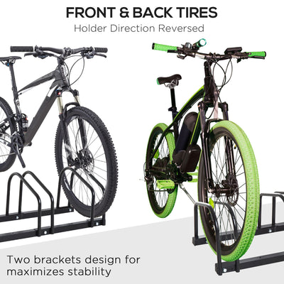 HOMCOM Bike Stand Parking Rack Floor or Wall Mount Bicycle Cycle Storage Locking Stand (3 Racks, Black) 