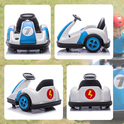 AIYAPLAY Kids Bumper Car with 360-Degree Rotation, 6V Electric Ride On Car with Music and Horn for 3-8 Years Old, Blue 