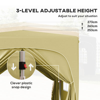 Outsunny 3 x 3m Pop-Up Gazebo Shelter, with Accessories - Sand 
