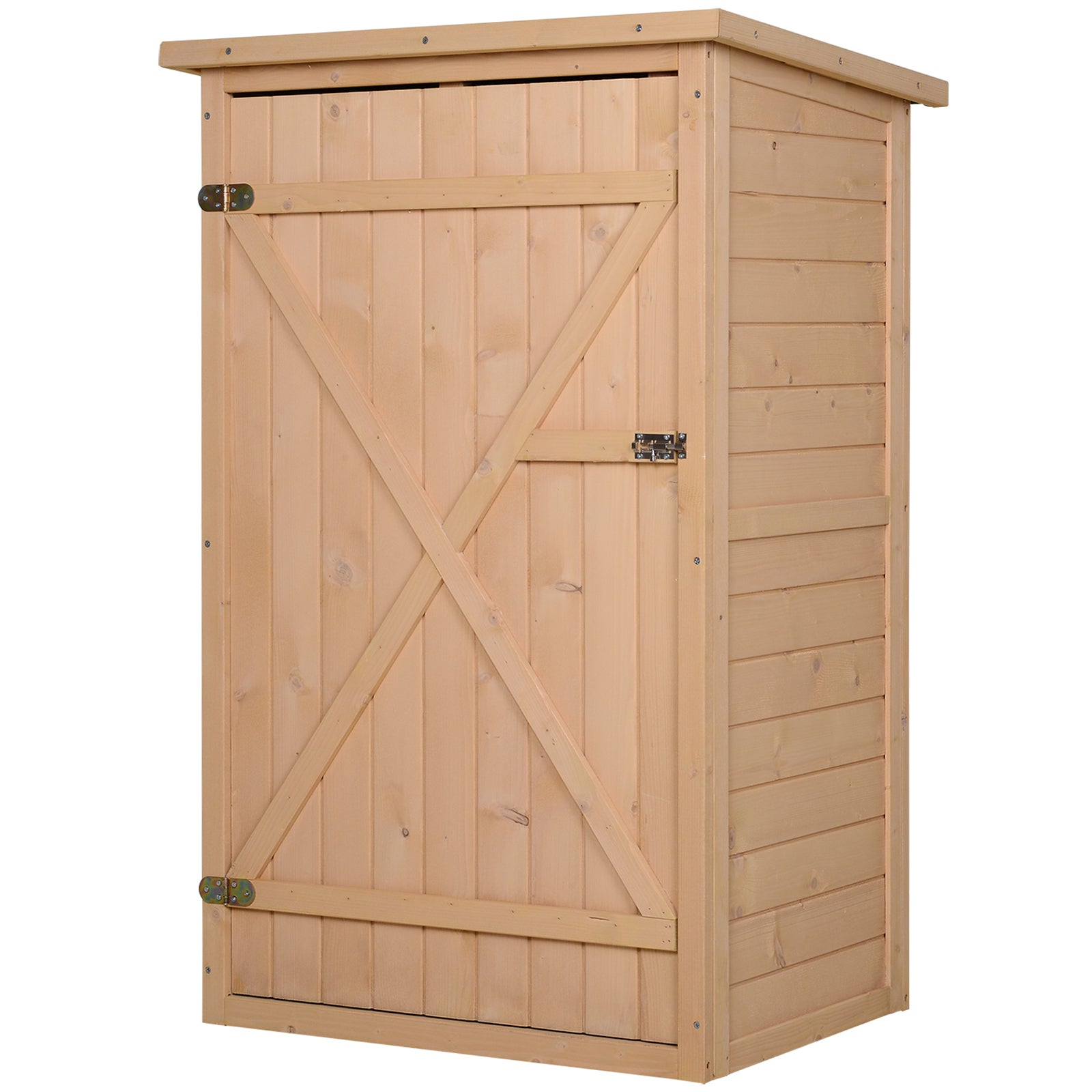 Outsunny Wooden Small Shed, Garden Storage Shed with Shelves and Bolt Latch, 75L x 56W x115H cm, Natural 