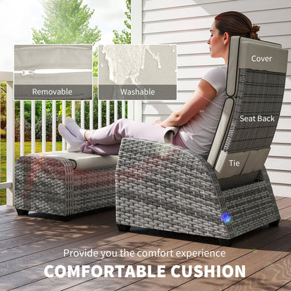 Outsunny 5-Piece Rattan Garden Furniture Set with Cushions - Grey 