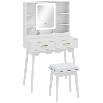HOMCOM Elegant Dressing Table, with LED Mirror - White 