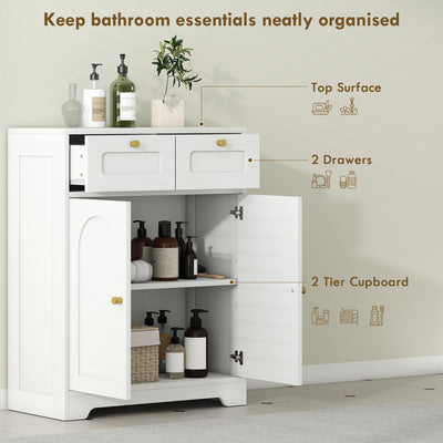 HOMCOM Bathroom Floor Cabinet with 2 Drawers - White 