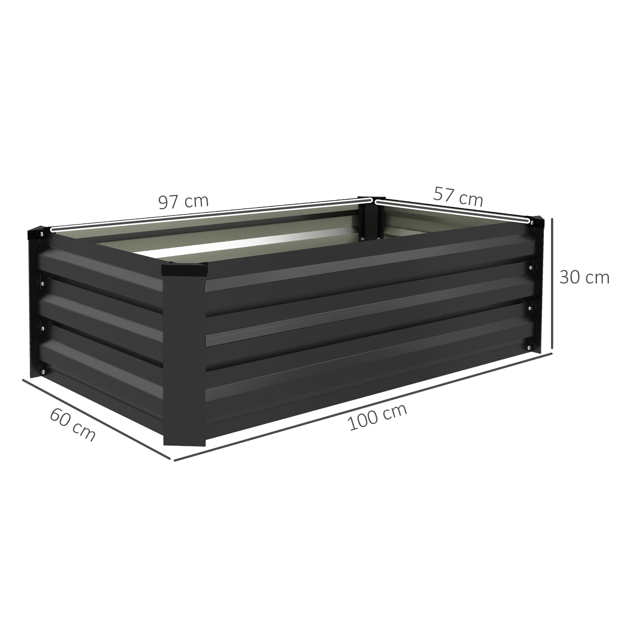 Outsunny Set of Two 60 x 100cm Galvanised Steel Planters, Grey 