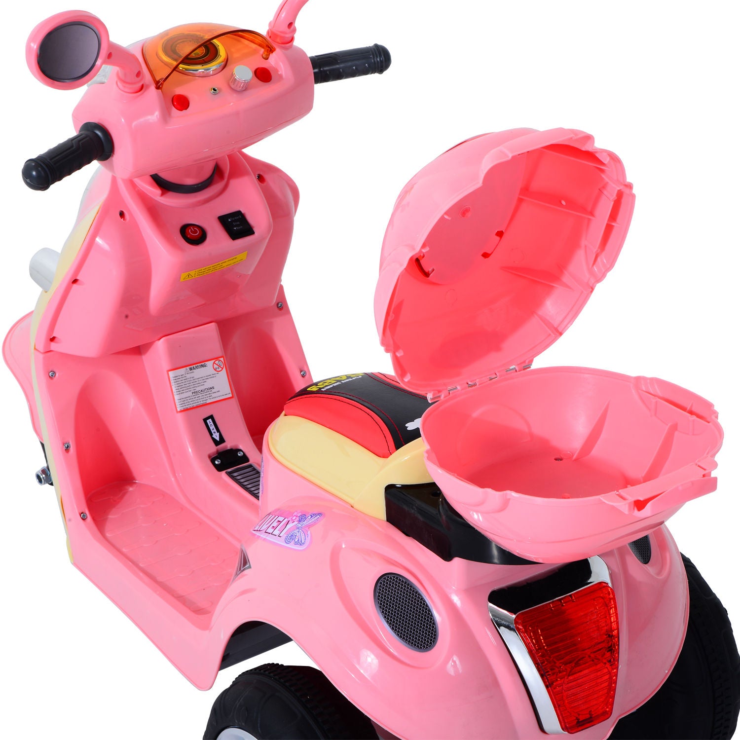 HOMCOM Kids Electric Ride On Toy Car 6V Electric Motorbike with Chargeable Battery Headlight and Music for 3-5 Years - Pink 