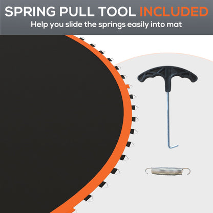 SPORTNOW Replacement Trampoline Mat with Spring Pull Tool, 72 V-Hooks, for 12ft Trampoline using 14cm Springs, Orange 