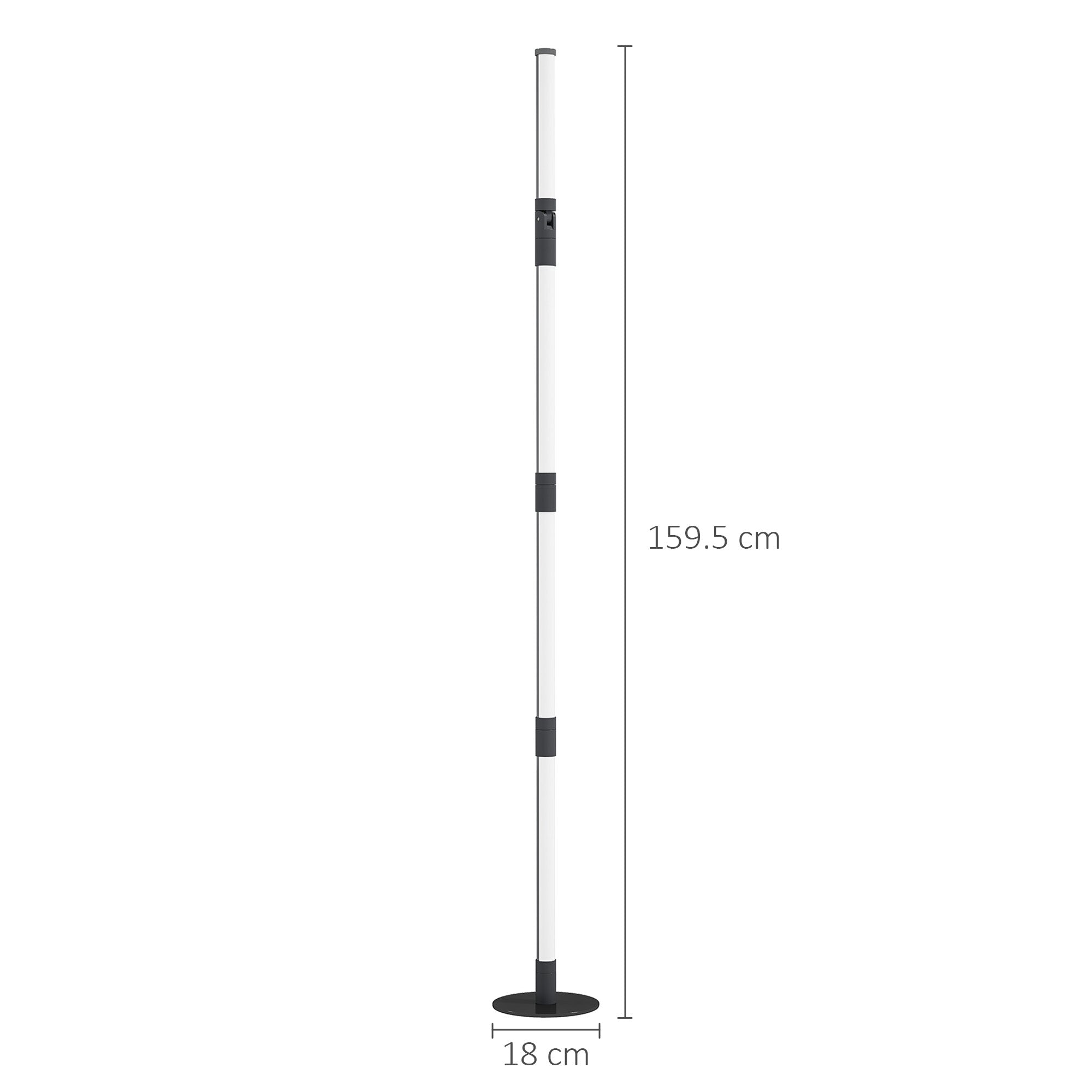 HOMCOM LED Floor Lamp, 360\'c2\'b0 RGB Detachable Corner Floor Lamp with App & Remote Control, Colour Changing Standing Lamp with Music Sync & Timing, for Living Room, Game Room, Dark Grey