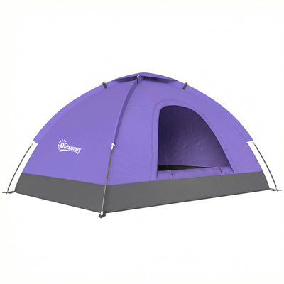 Outsunny 2 Person Camping Tent, Dome Tent with Zipped Doors, Storage Pocket, Portable Handy Bag, Light Purple 
