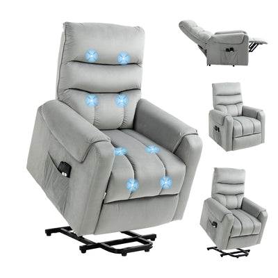 HOMCOM Vibration Massage Rise and Recliner Chair, Electric Power Lift Recliner with Remote Control and Side Pockets, Grey 