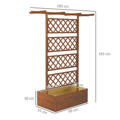 Outsunny Wooden Trellis Planter Box, Raised Garden Bed to Grow Vegetables, Herbs and Flowers, Orange 