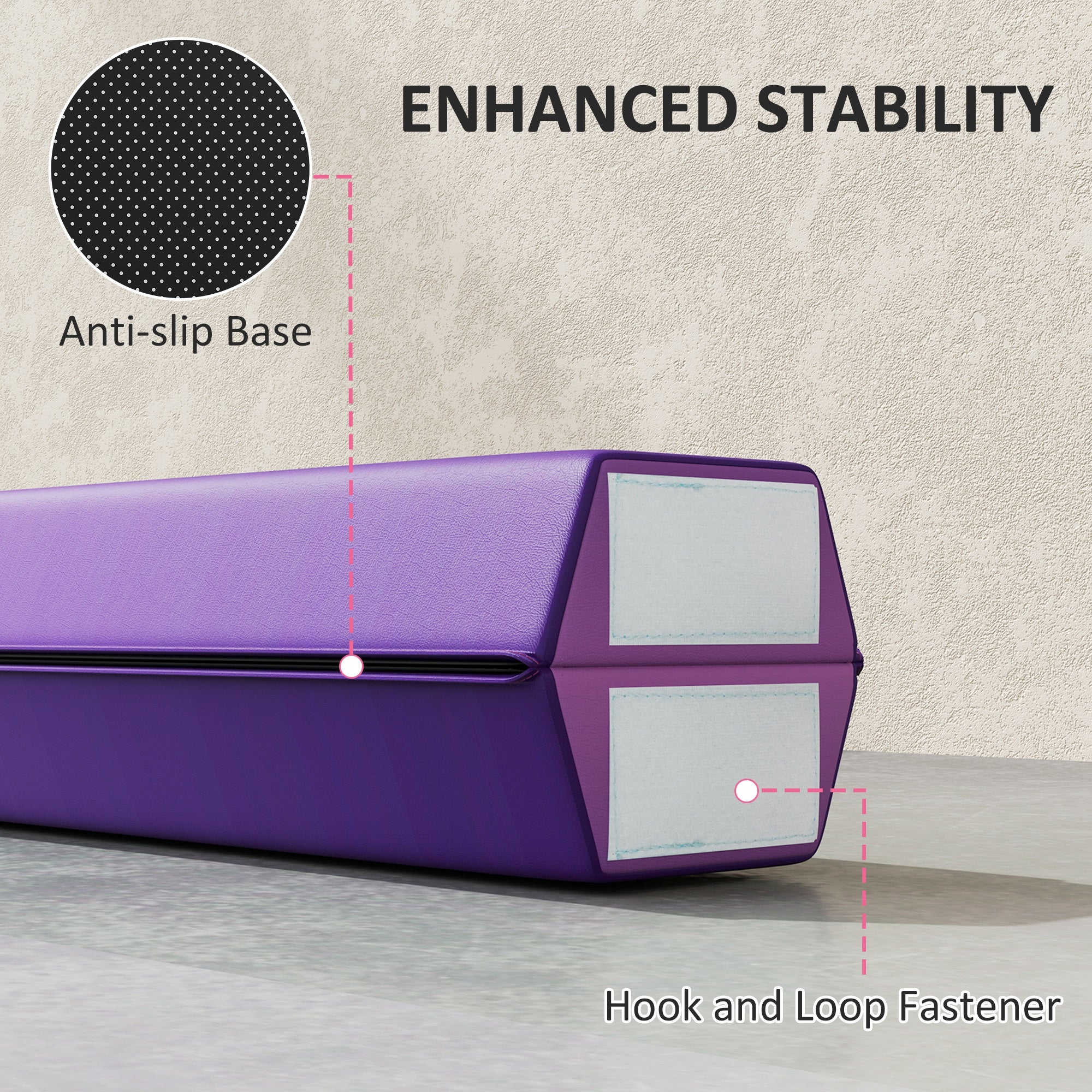 SPORTNOW 7.7ft Folding Gymnastics Beam, Floor Balance Beam for Kids with Anti-Slip Base, Gymnastics Equipment for Home, Purple 