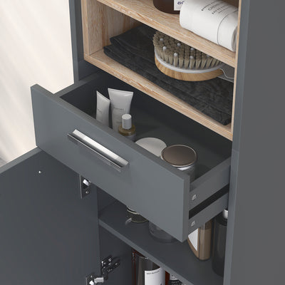 HOMCOM Tall Bathroom Storage Cabinet, Bathroom Storage Unit, Freestanding Bathroom Cabinet with Open Shelves and Drawer 