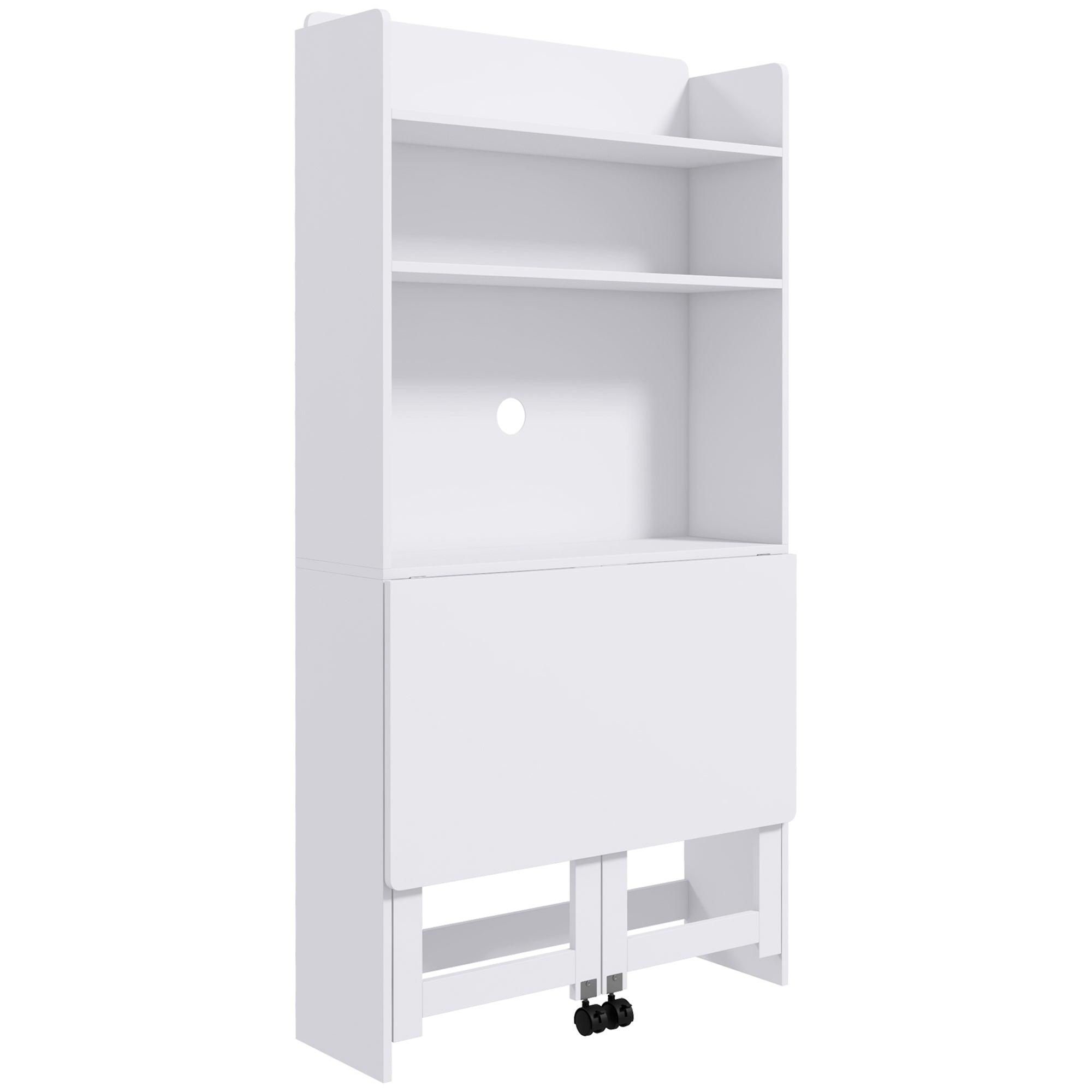 HOMCOM Foldable Desktop, Computer Desk with Storage Shelves, 80 x 69 x 155 cm, White 