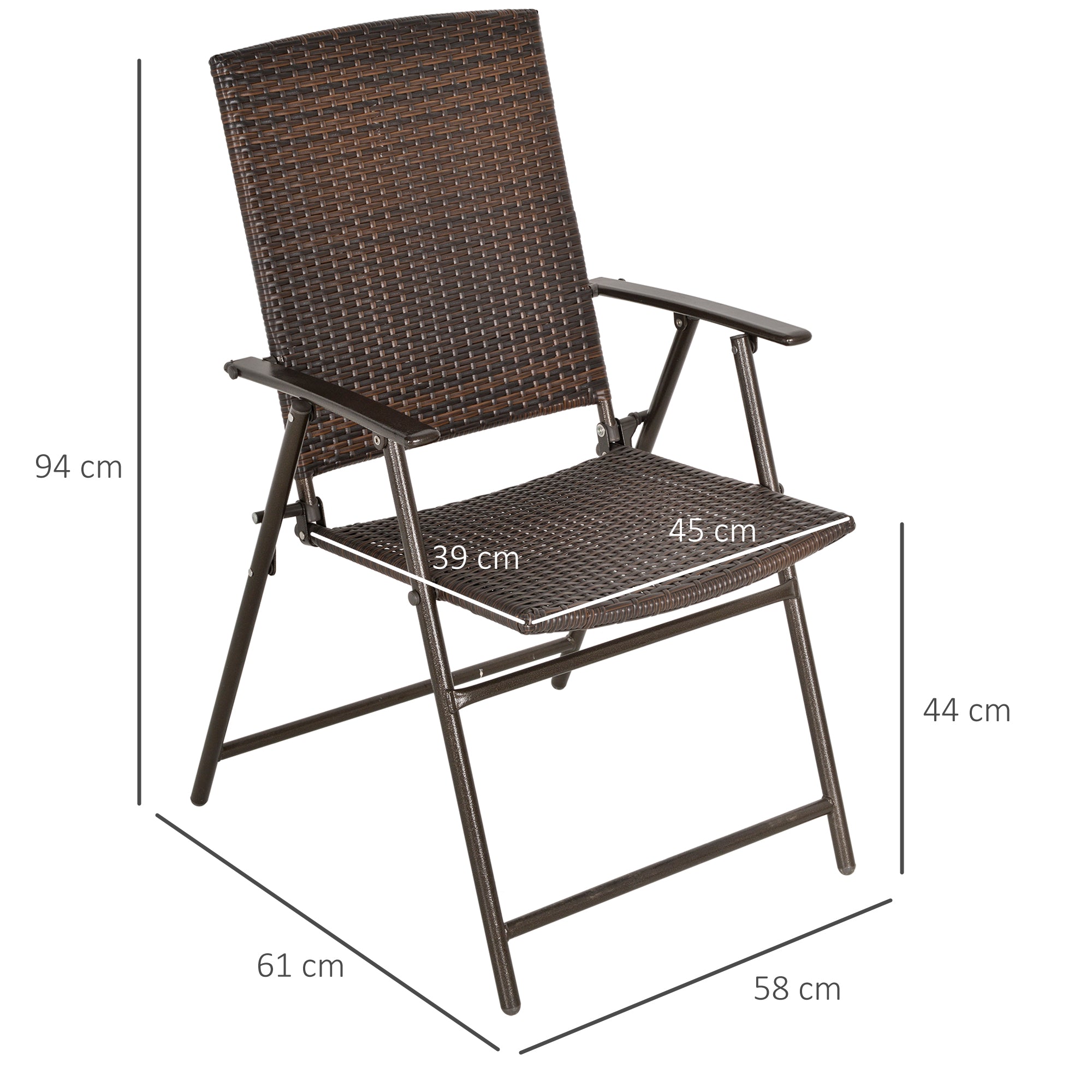 Outsunny Set of Two Folding Rattan Seat Chairs - Brown 