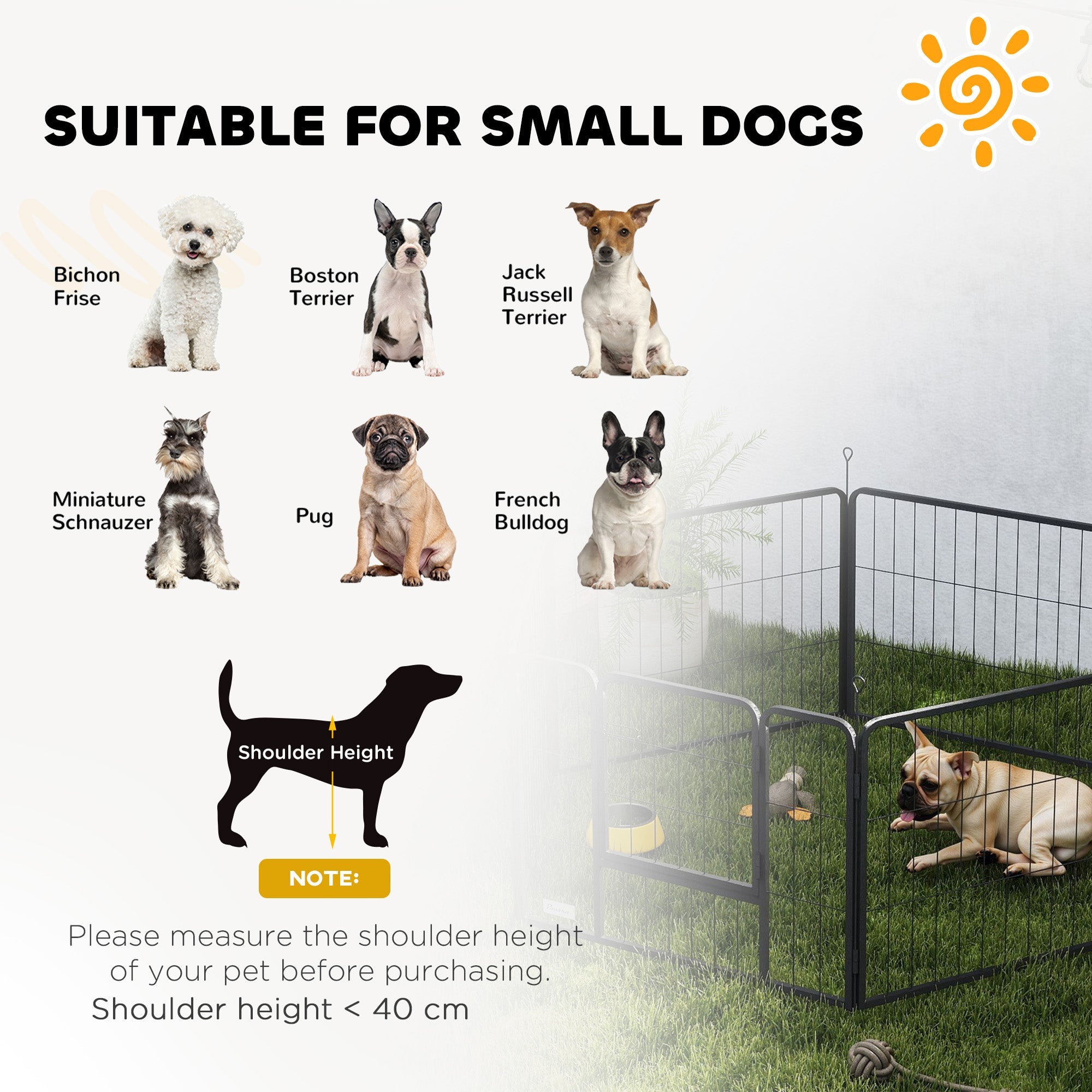 PawHut 6 Panels Dog Playpen, Portable Detachable Puppy Pen with Door, for Small Dogs, 60cm High, Black 
