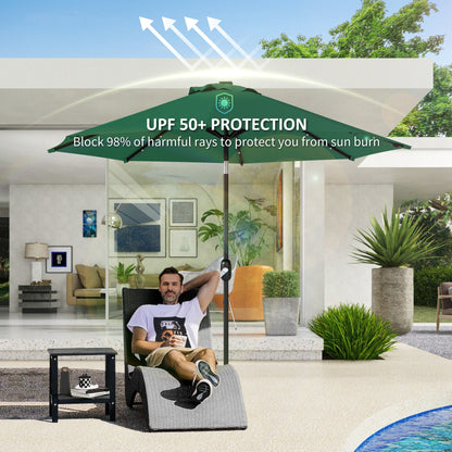 Outsunny 3 m Replacement Parasol Canopy with Top Vent, UPF 50+ Garden Parasol Replacement Canopy, 8 Rib Parasol Cover Replacement Fits Various Frames, Green 