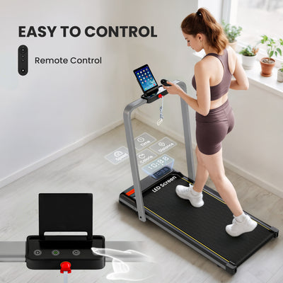 SPORTNOW Folding Walking Treadmill, Under Desk Walking Pad with Incline, Silver Tone 