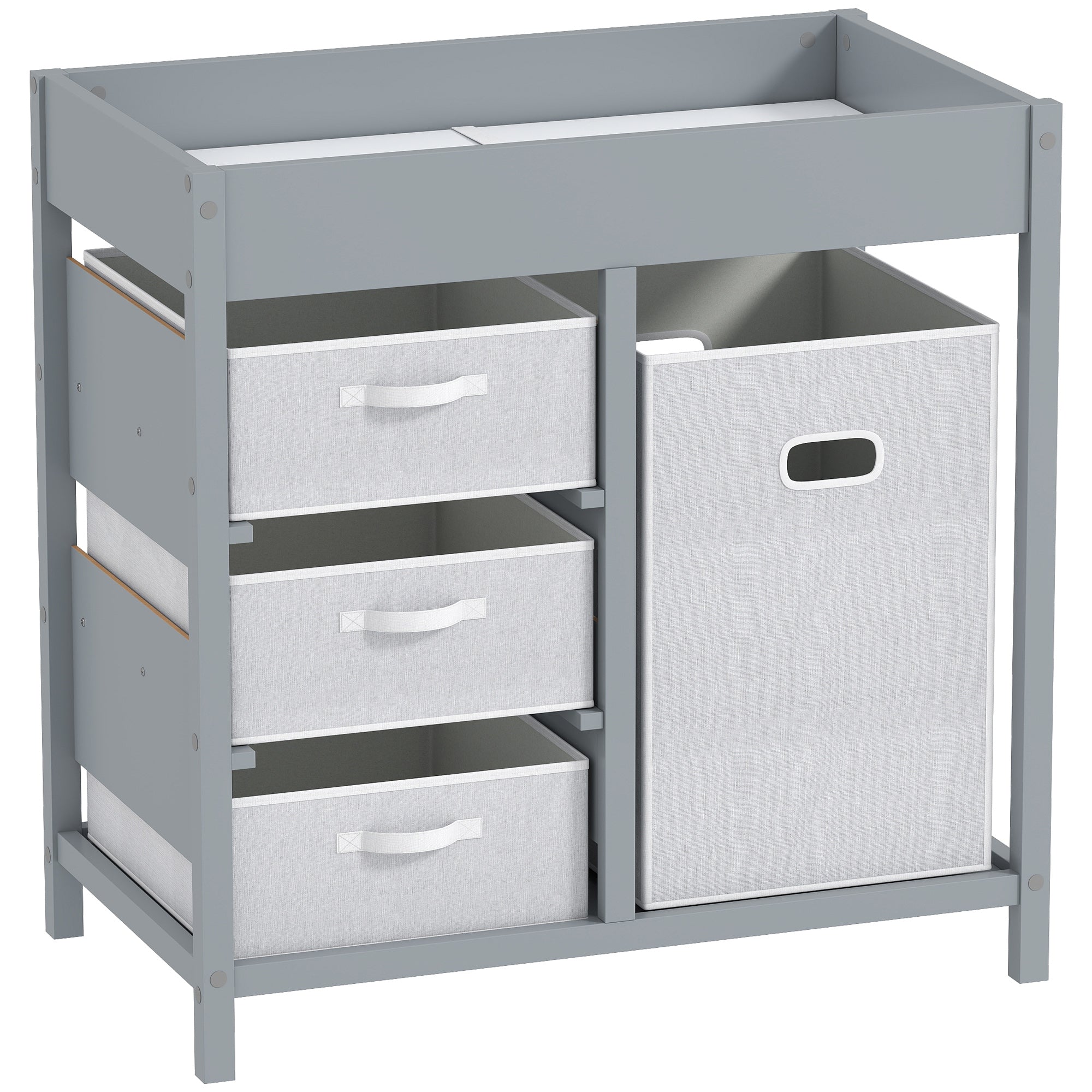 AIYAPLAY Baby Changing Unit with 4 Storage Drawers, Mat for Bedroom Nursery, 84 x 84.5 cm, Grey