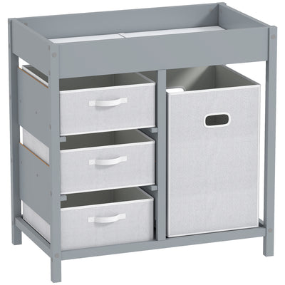 AIYAPLAY Baby Changing Unit with 4 Storage Drawers, Mat for Bedroom Nursery, 84 x 84.5 cm, Grey 