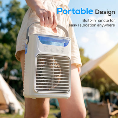 HOMCOM Air Cooler with Adjustable Head, Portable Air Conditioner with 3 Wind Speed, 2 Cool Mist, RGB Light, Grey 