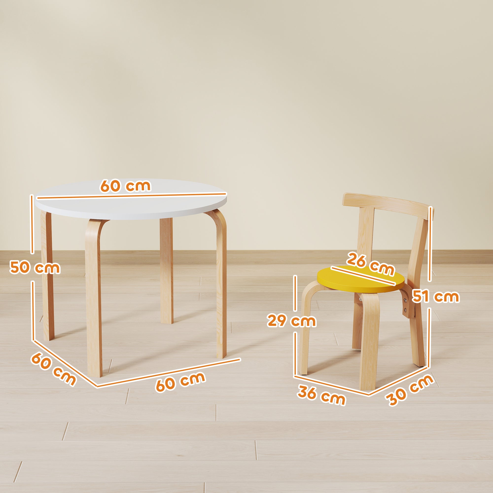 AIYAPLAY 5 Piece Kids Table and Chairs Set, Wooden Toddler Table and Chairs Set for Nursery, Playroom, Classroom, for 3-8 Years 