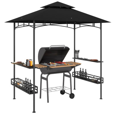 Outsunny 150 x 240cm BBQ Grill Gazebo, with Shelves - Grey 