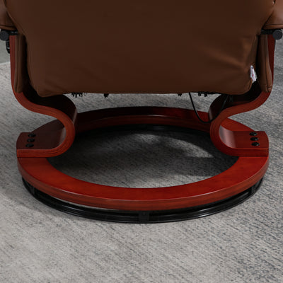 HOMCOM Faux Leather Armchair, with 145\'c2\'b0 Reclining Back and Footrest - Brown 