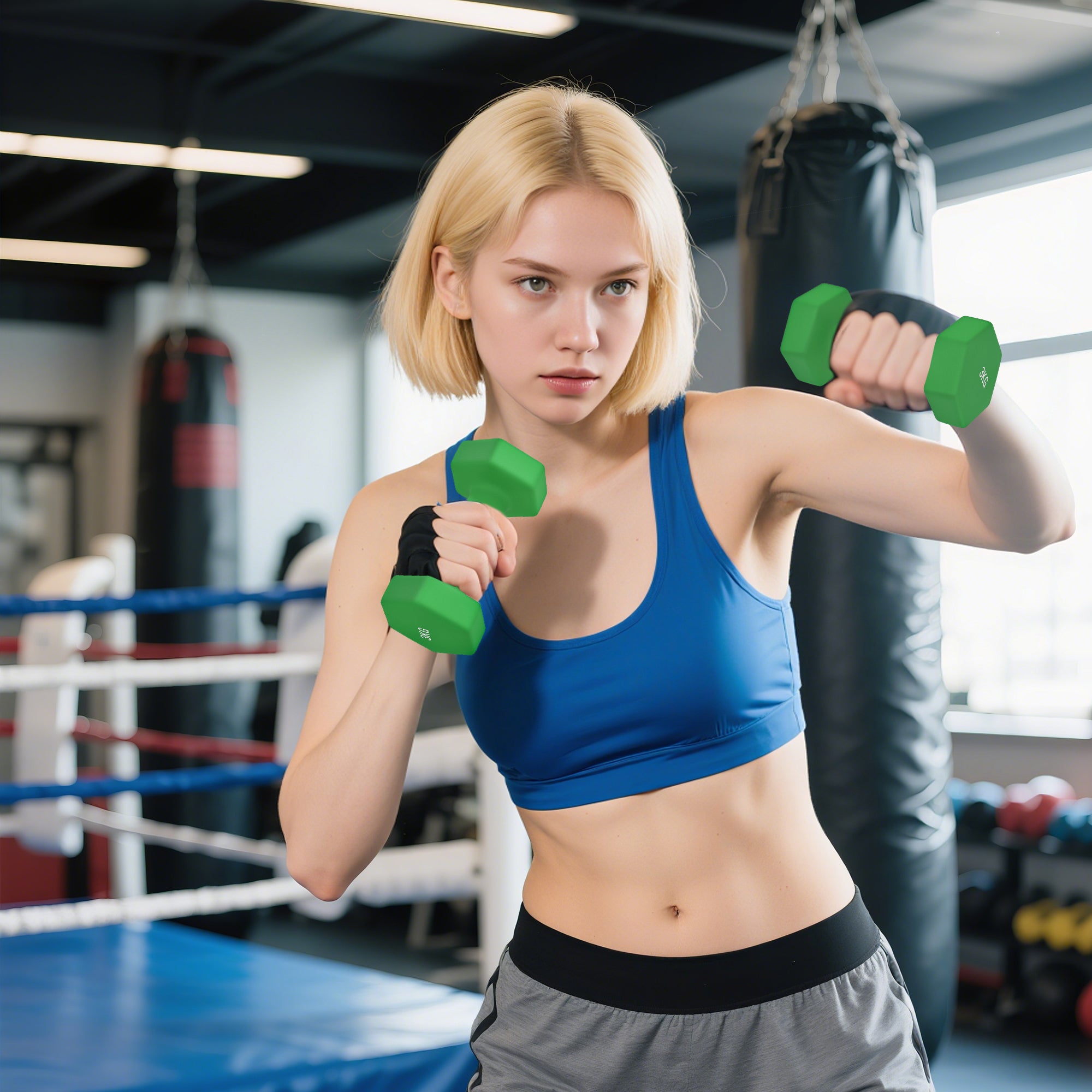 SPORTNOW Hex Dumbbells Set with Dumbbell Rack, Hand Weights for Strength Training Weight Lifting, 2 x 1kg, 2 x 3kg, 2 x 5kg 