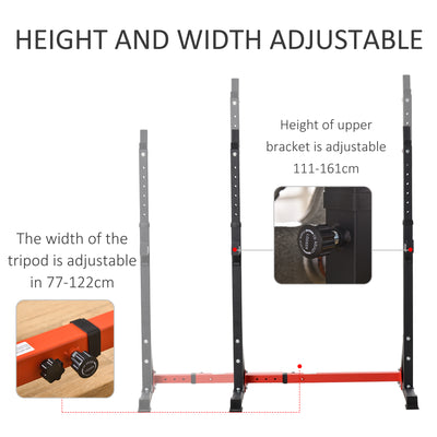HOMCOM Barbell Rack, Width and Height Adjustable Dip Stand, Bench Press Rack for Home Gym Weight Lifting Fitness Workout, Max Load 150kg 
