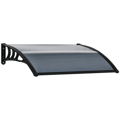Outsunny Door Canopy Awning Outdoor Window Rain Shelter Cover for Front/Back Door Porch Black 100 x 75cm 