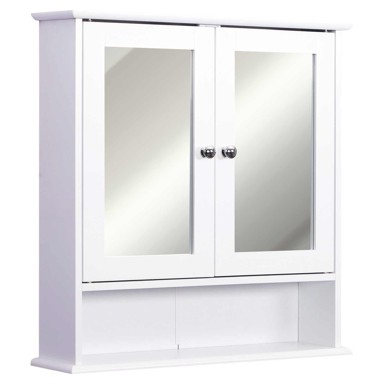 kleankin Wall-mounted Bathroom Cabinet Mirror Door Organiser Storage Shelves Living Room White 
