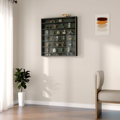 HOMCOM Six Shelf Display Cabinet, with Glass Doors - Black 