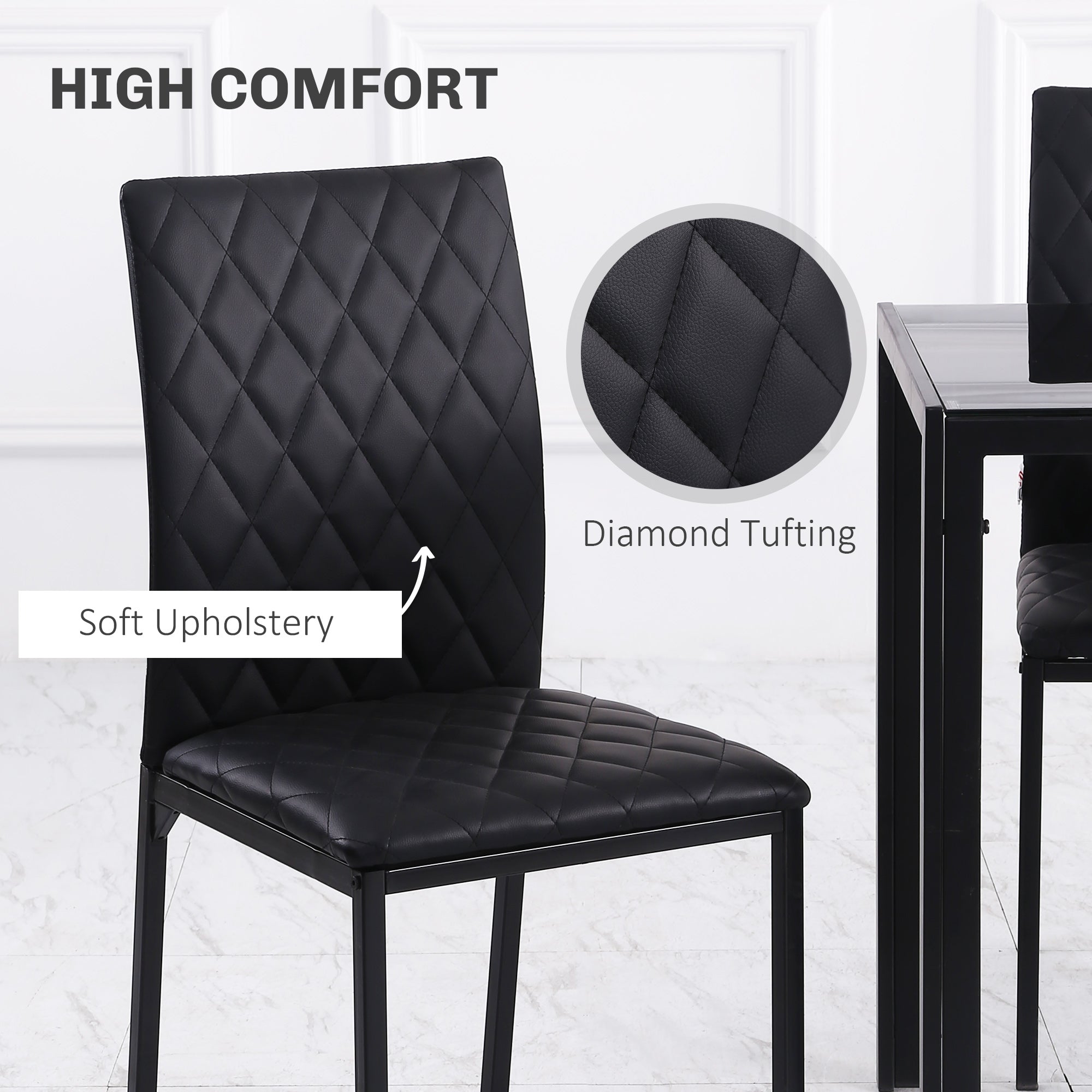 HOMCOM Dining Table Set, Folding Drop Leaf Table with Storage and 4 Chairs, Black