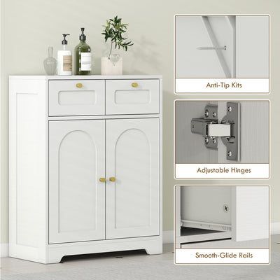 HOMCOM Bathroom Floor Cabinet with 2 Drawers - White 