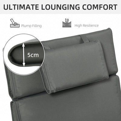 Outsunny Outdoor Garden Patio Folding High Back Chair Cushion Replacement Seat Pad - Grey 