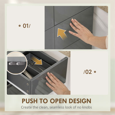 HOMCOM Storage Cabinet, Kitchen Cupboard with 3 Adjustable Shelves, 60L x 35W x 170H cm, High Gloss Grey 
