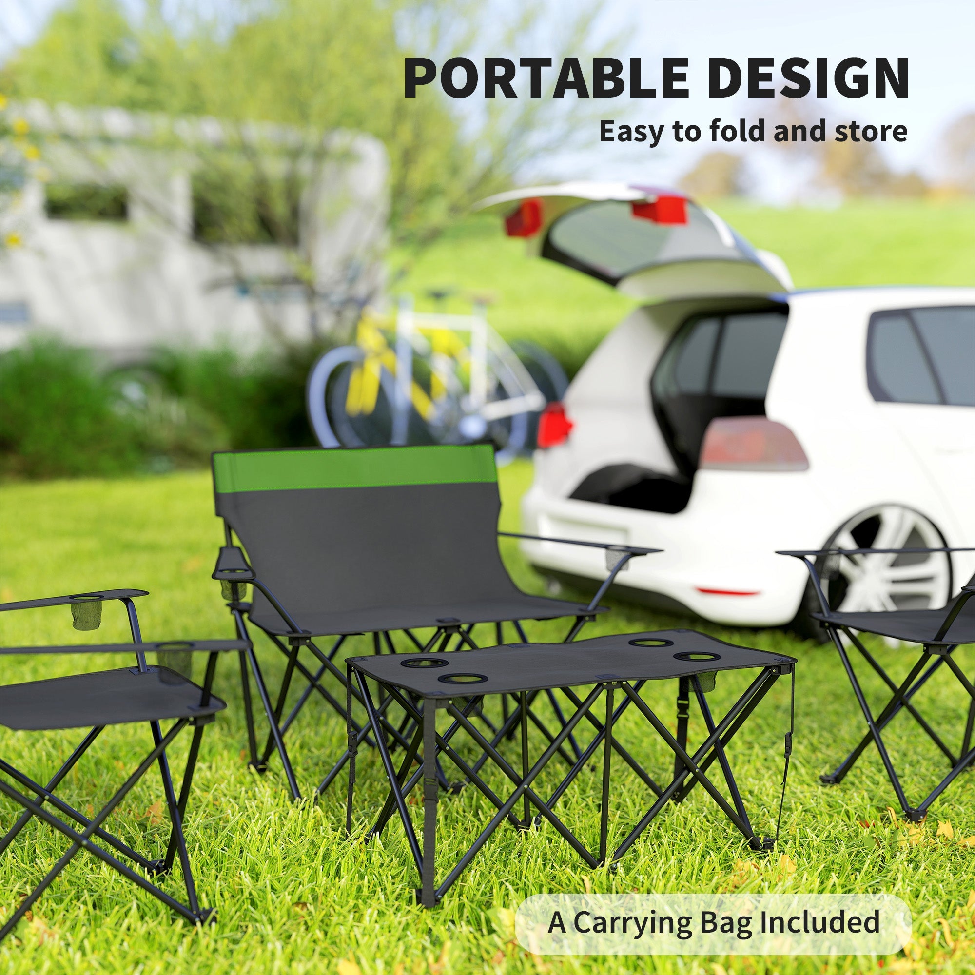 Outsunny Four-Piece Portable Picnic Table Set - Green 