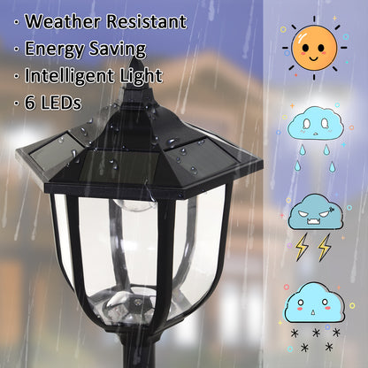 Outsunny Outdoor Garden Solar Post Lamp Sensor Light  LED Lantern Bollard Pathway Torch Light 1.77m Tall 
