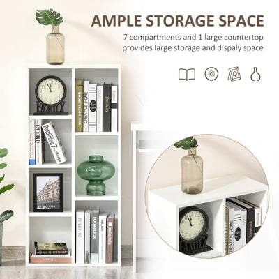 HOMCOM Seven-Cube Bookcase - White Wood Effect 