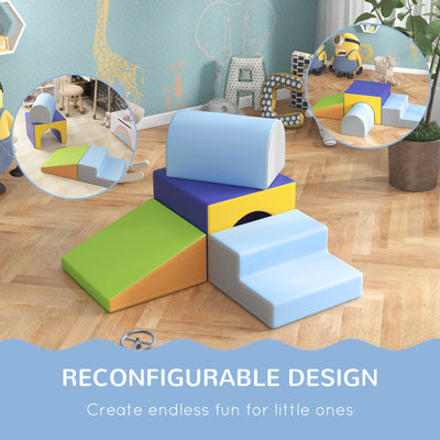 HOMCOM 4-Piece Soft Play Set for Toddlers, Multicoloured 
